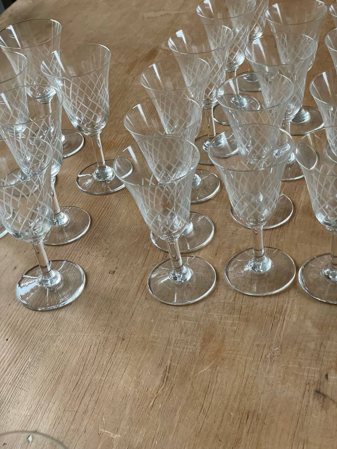 Set of 37 crystal glasses from the 50s