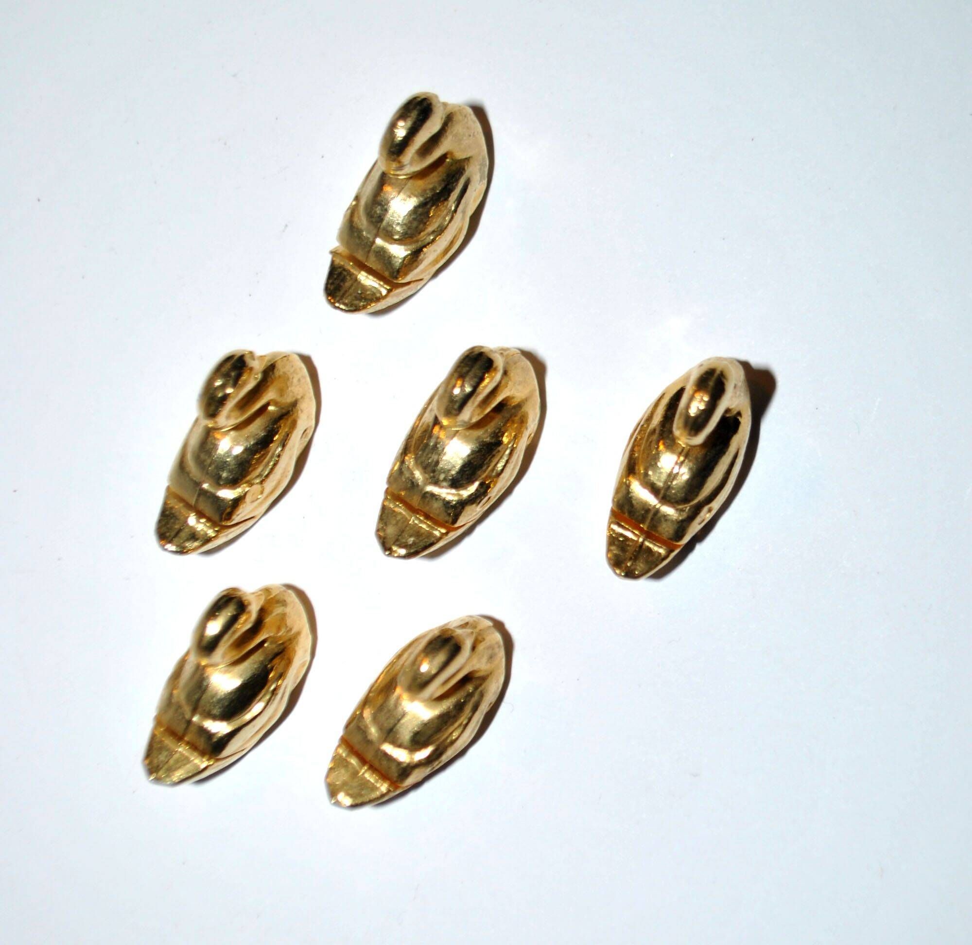 Table decoration set: 6 vintage swan place card holders in gold-tone metal