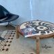 Ceramic coffee table and vintage wood year 1965 signed Dan