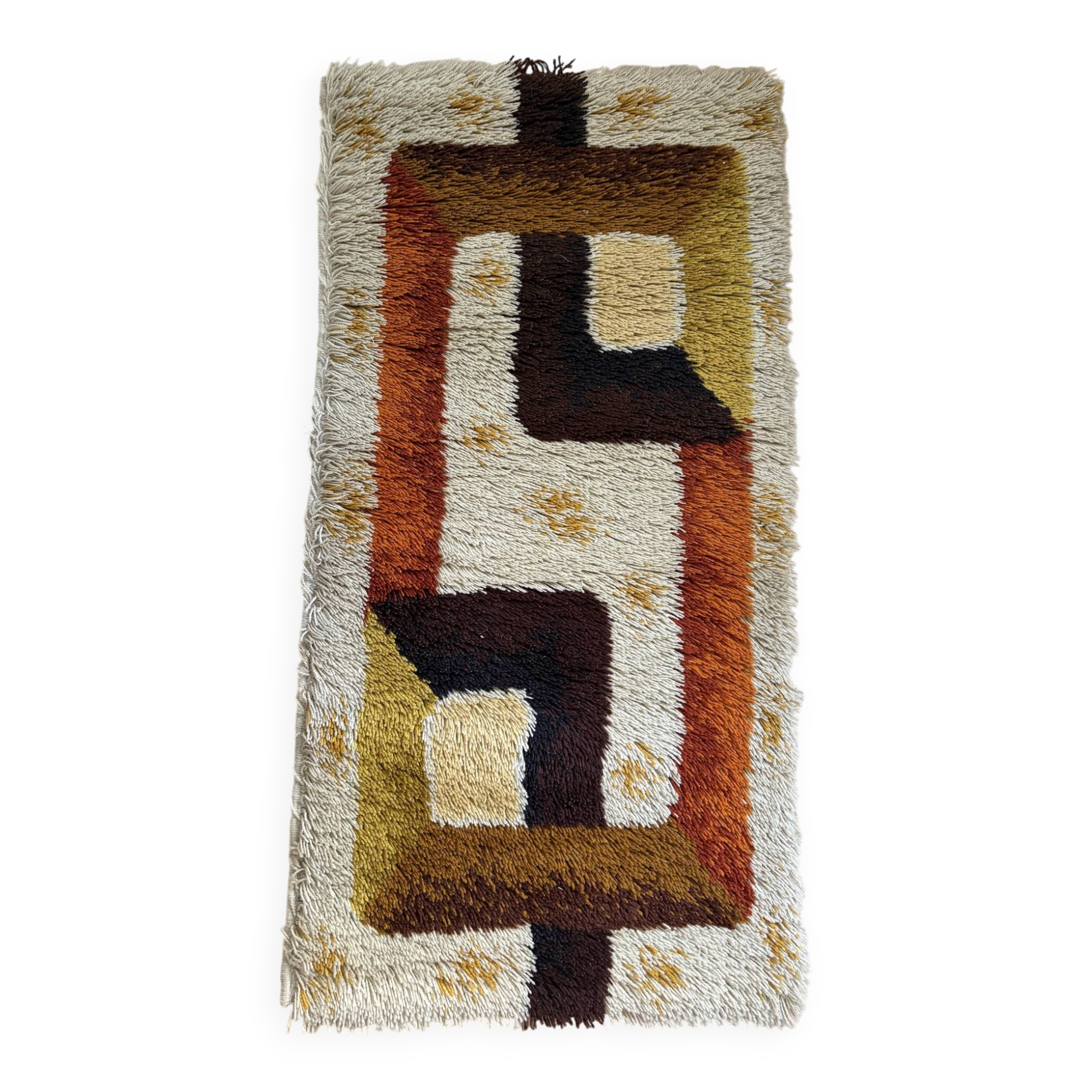 Vintage 1970s Space Age rug in long pile wool 62x115.
