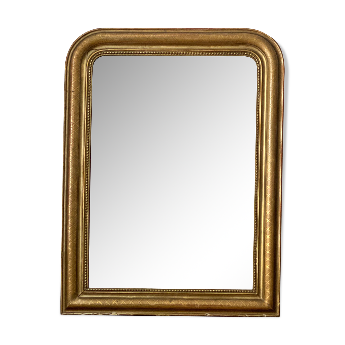 Miroir Louis Philippe perlé doré sculpté 74x98cm