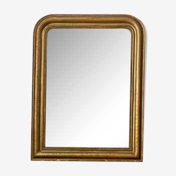 Miroir Louis Philippe perlé doré sculpté 74x98cm