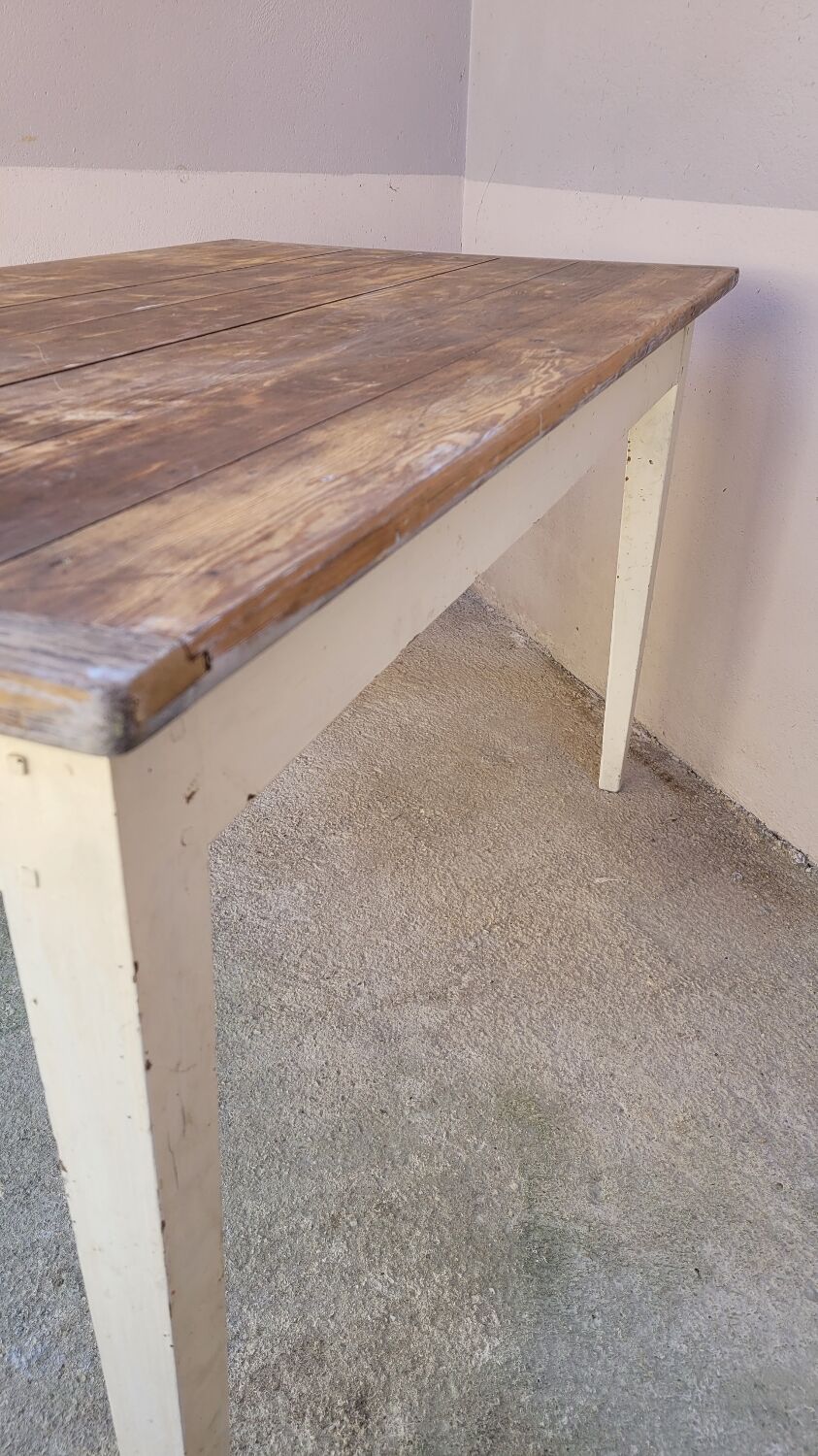 Table de ferme cuisine rustique ancienne -1m30