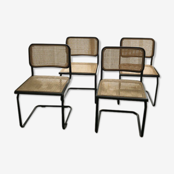 Set of 4 black Marcel Breuer B32 chairs