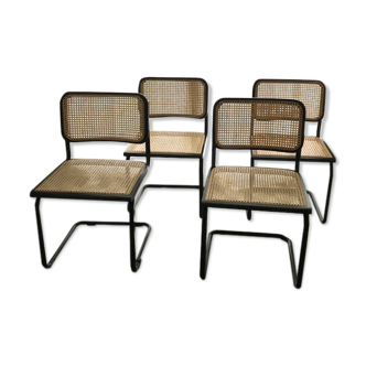 Set of 4 black Marcel Breuer B32 chairs