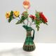 Green Hand Blown Glass and Wicker Jug / Vase, Empoli, Italy
