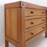 Solid wood chest of drawers in Pierre Chapo style - 1960s