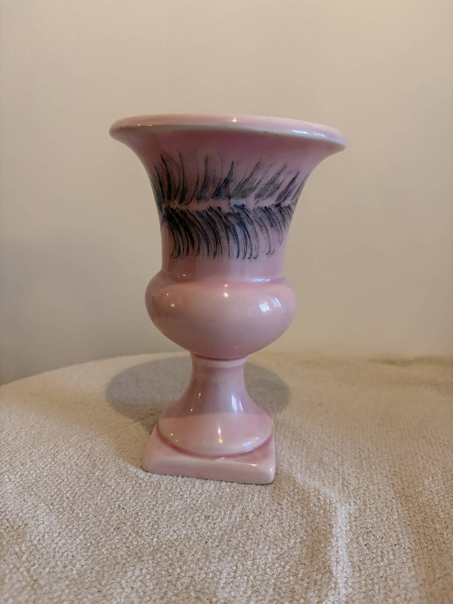 Mid-Century Vintage Pink Ceramic Urn Vase by Soveram France – Hand-Sha