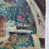 Tableau huile sur bois signé vintage