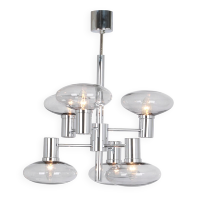 Lustre Sputnik Chrome par Doria, Allemagne, années 1960