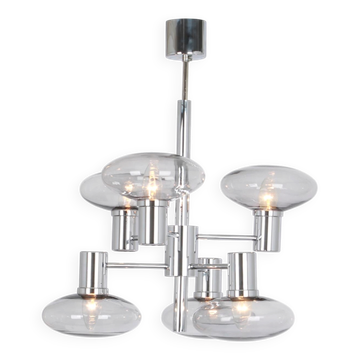 Lustre Sputnik Chrome par Doria, Allemagne, années 1960