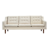 1970s, 3-seater Danish sofa, beige/white furniture wool, teak wood legs.