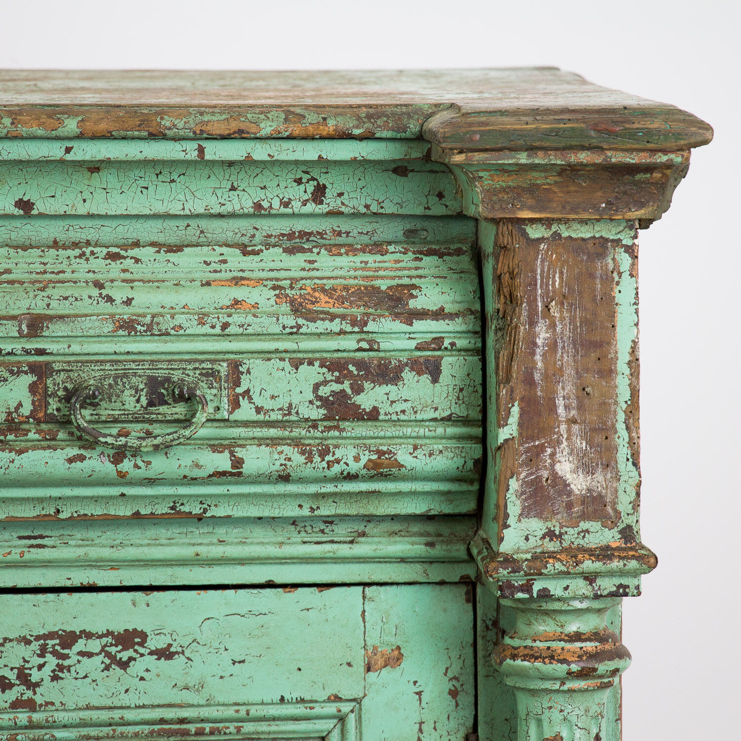 Green French antique cabinet