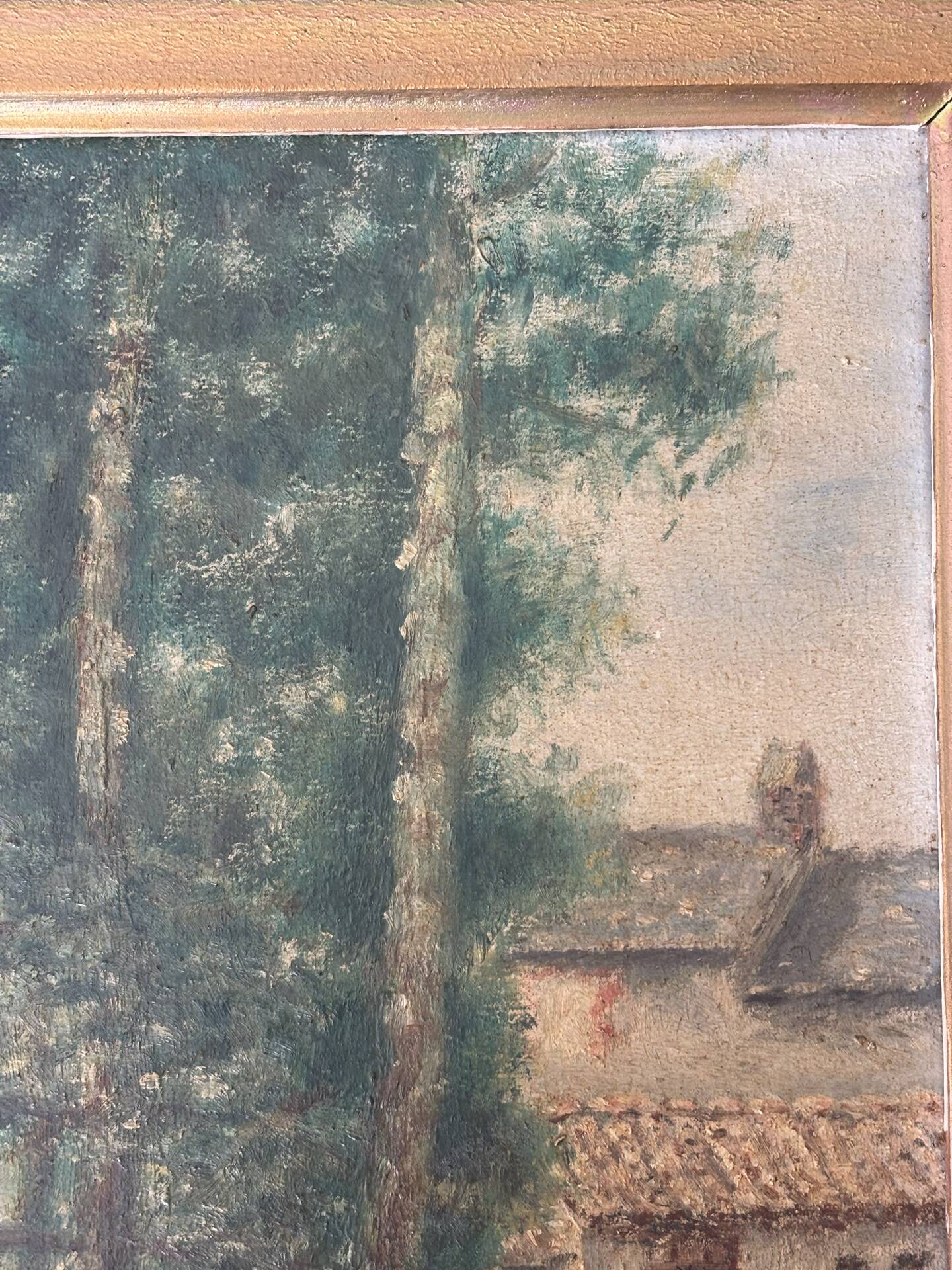 Peinture ancienne encadrée - signée R Guillet - 1948