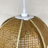 Vintage pendant lamp in rattan in the shape of a flower