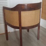 Art Deco style armchairs, wood and cane