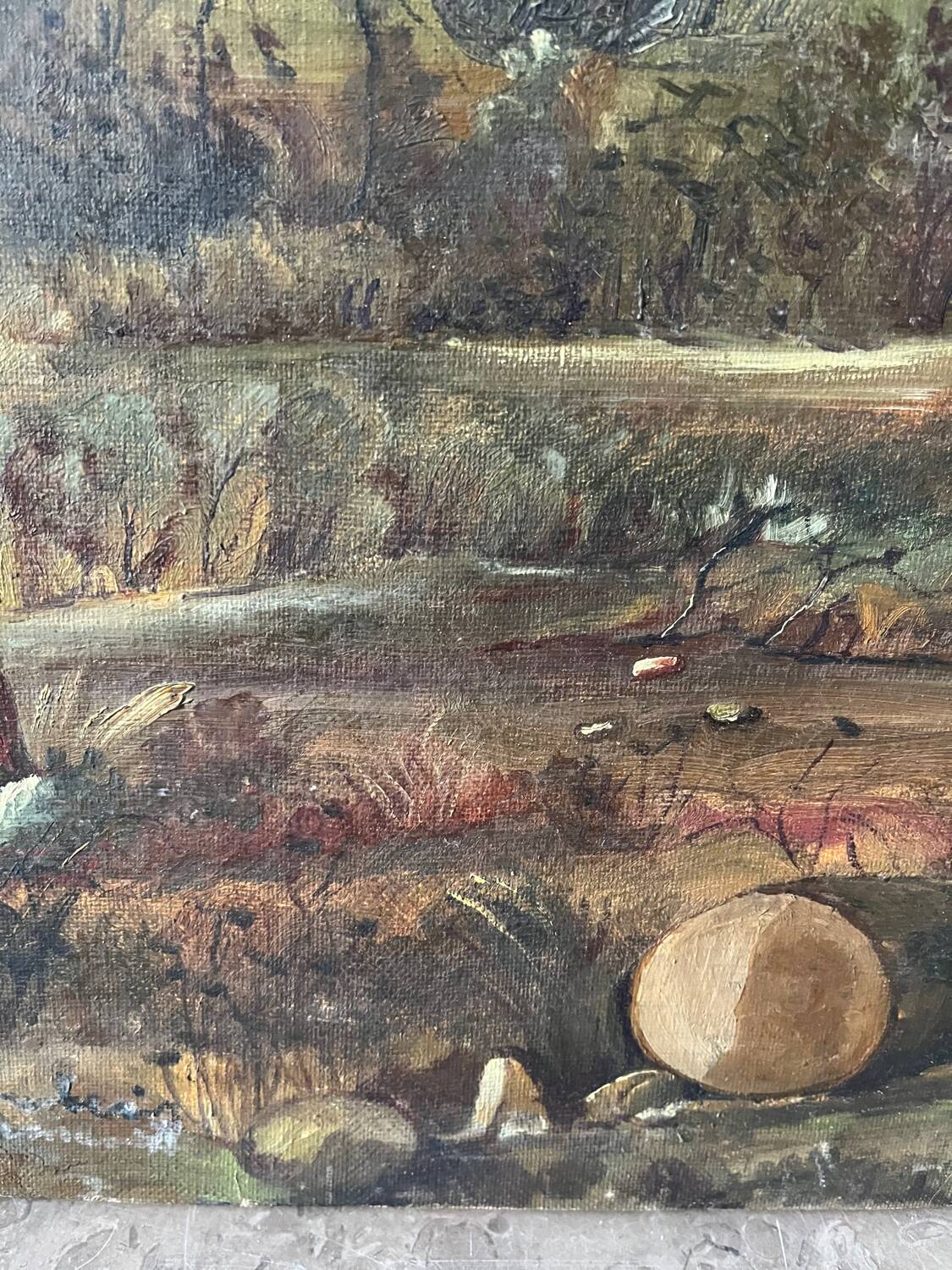 Spring landscape with tree, signed