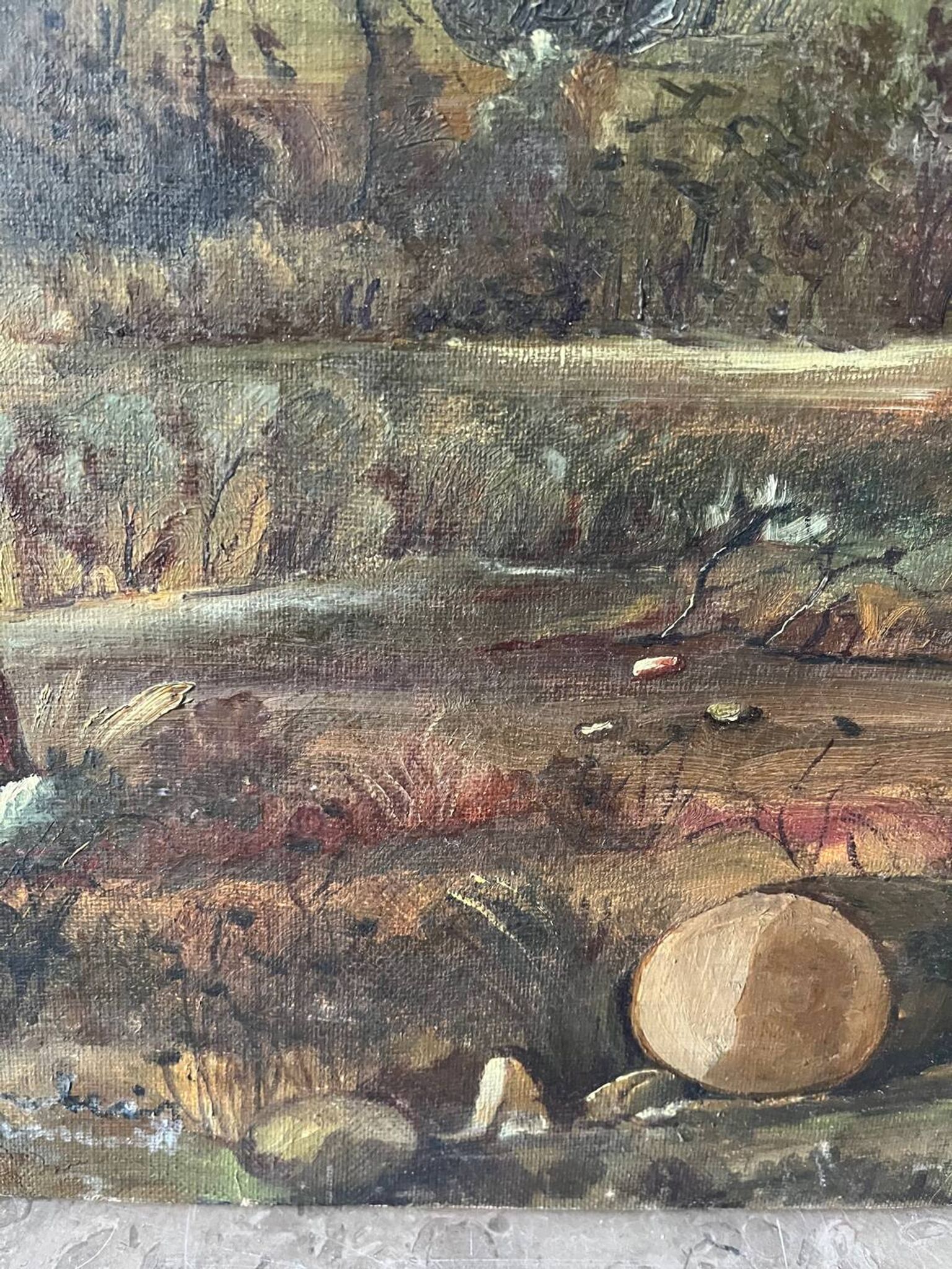 Paysage de printemps avec arbre, signé