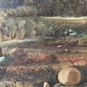 Paysage de printemps avec arbre, signé