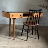 Vintage oak compass leg desk