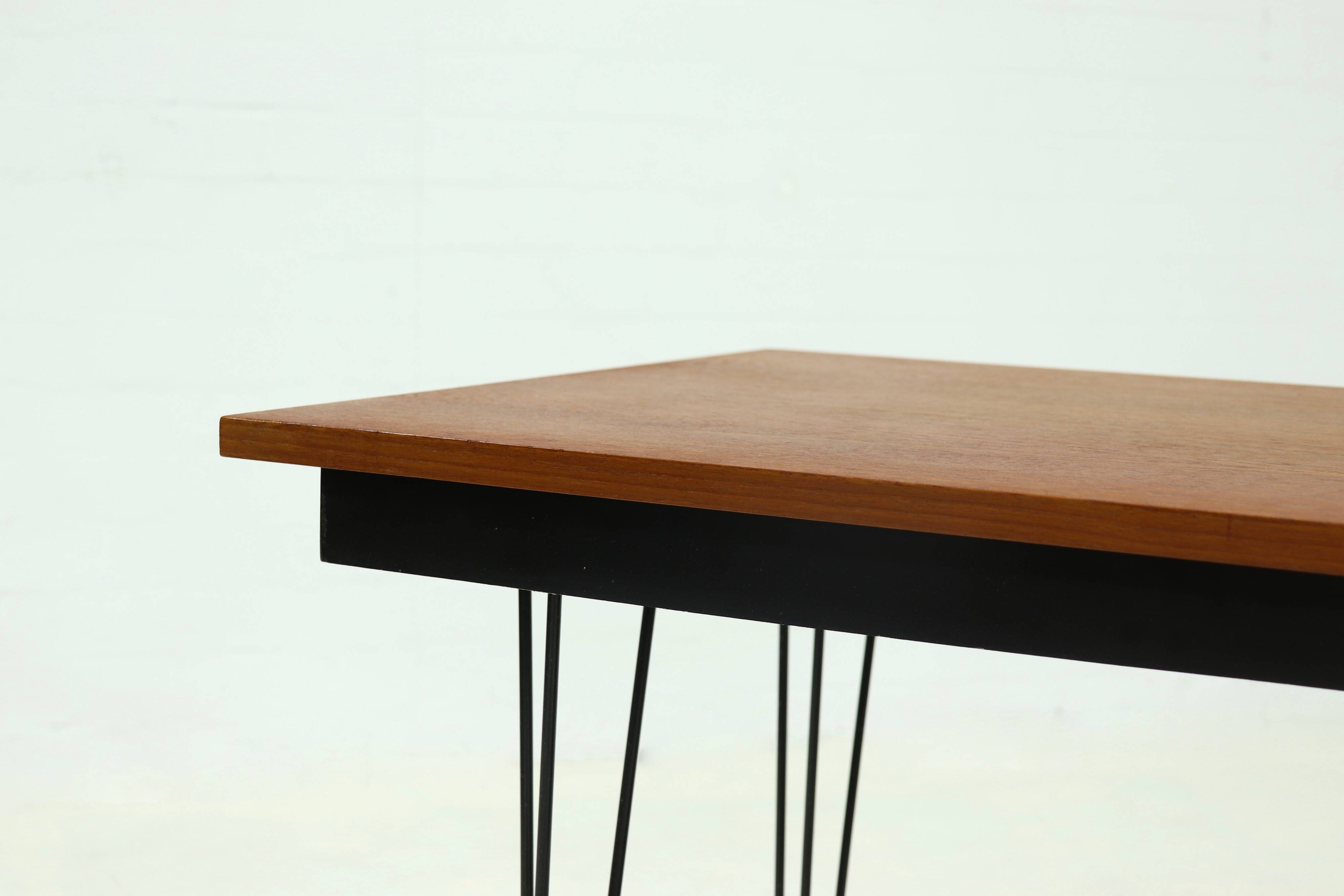 Mid Century Teak Hairpin Desk by Tijsseling 1960s