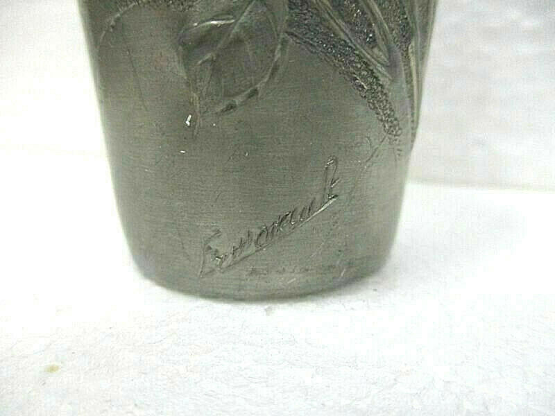 Signed tin art nouveau vase