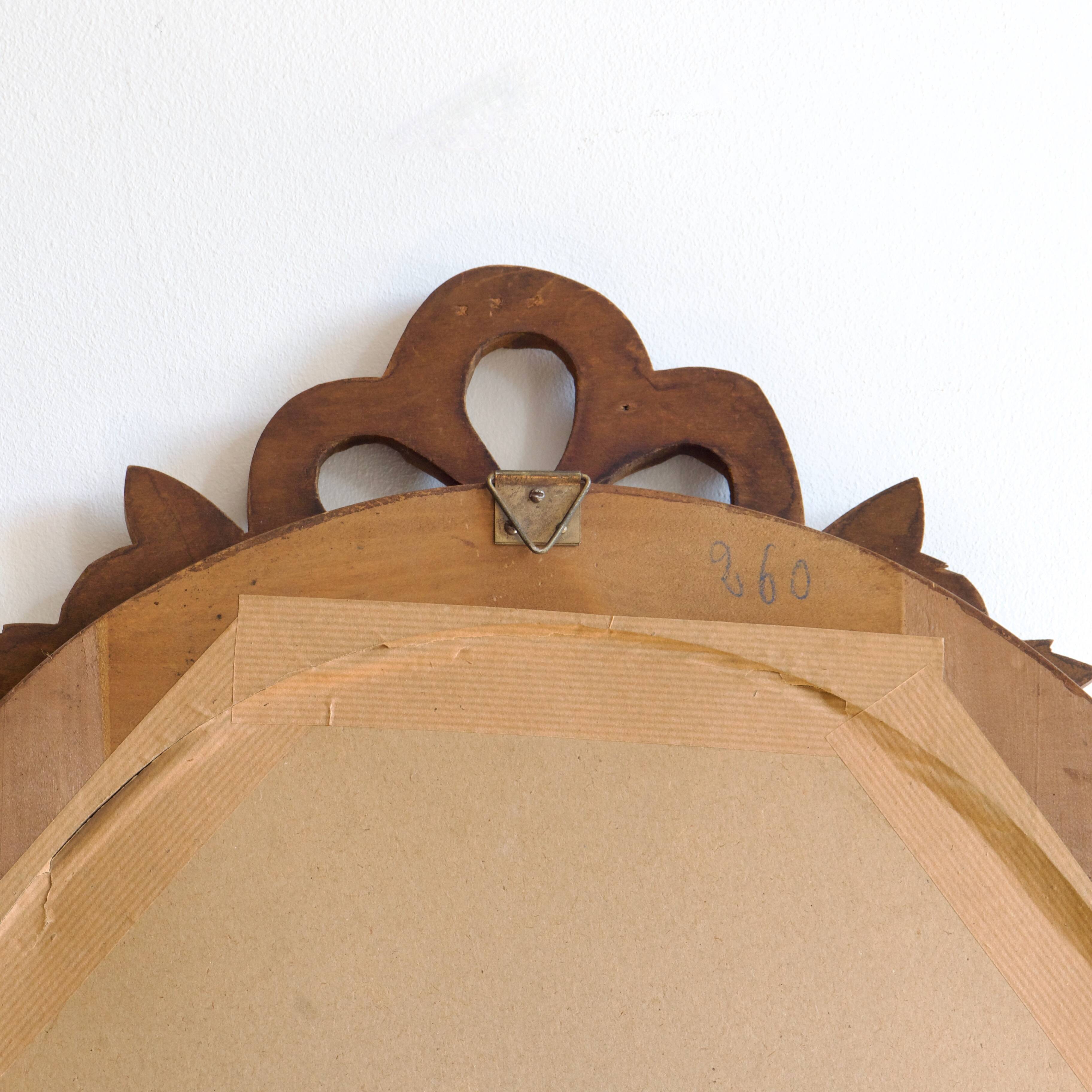 Gustavian knot hand carved oval wooden mirror