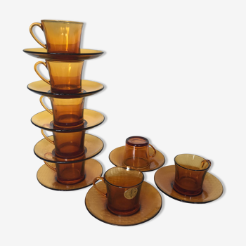 Set of 8 Amber Cups Duralex