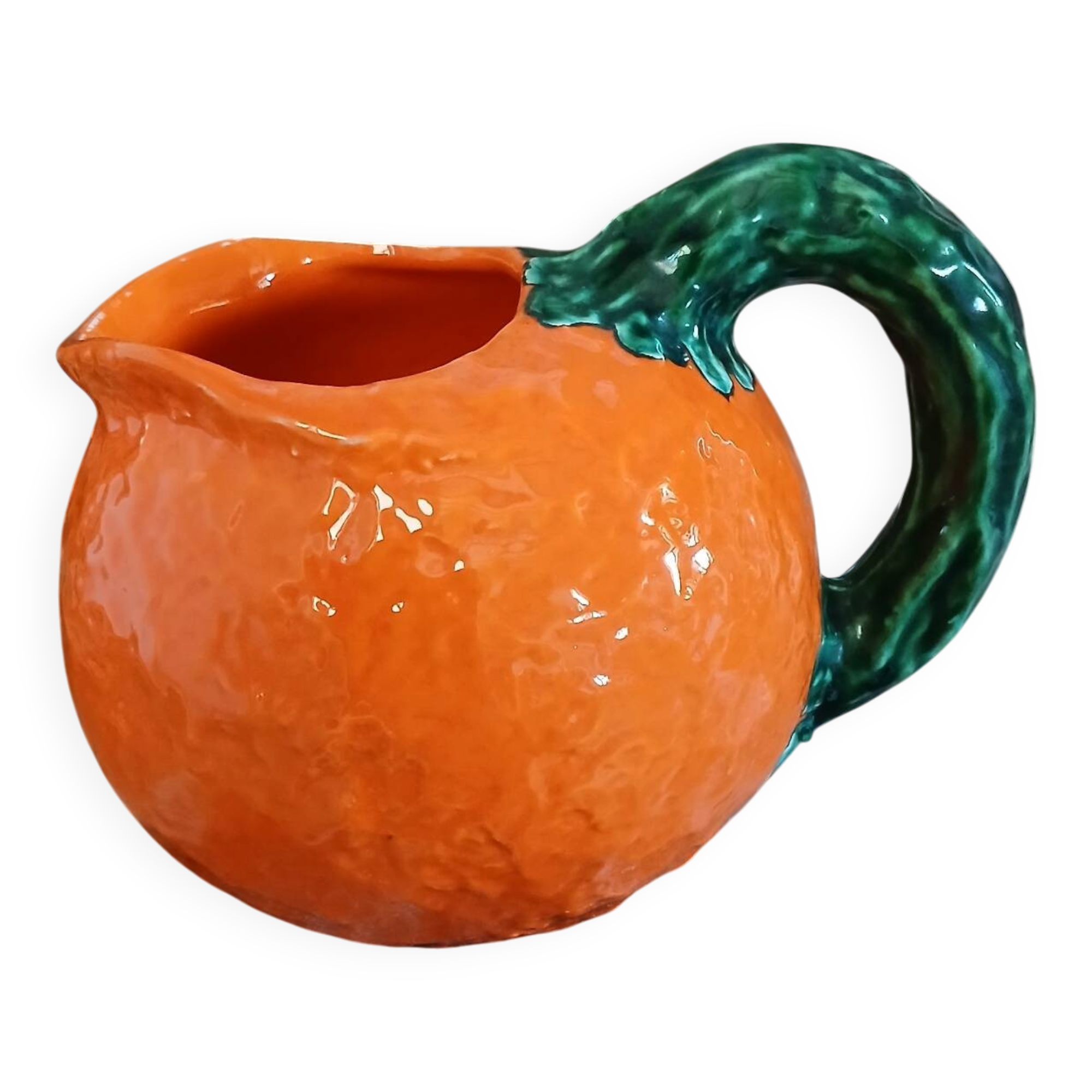 Jug / Carafe in orange barbotine shape