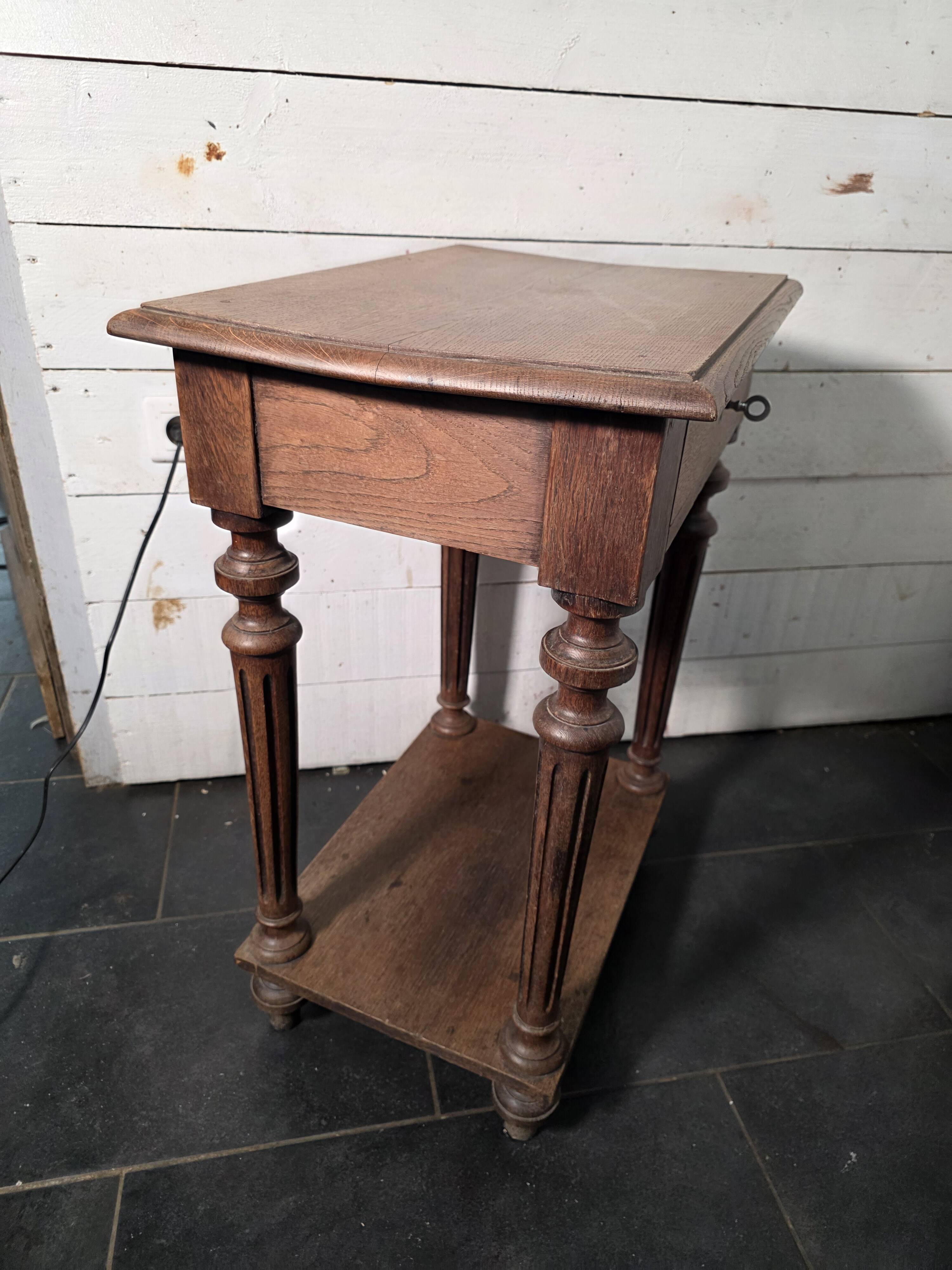 Louis XVI style bedside table in solid oak