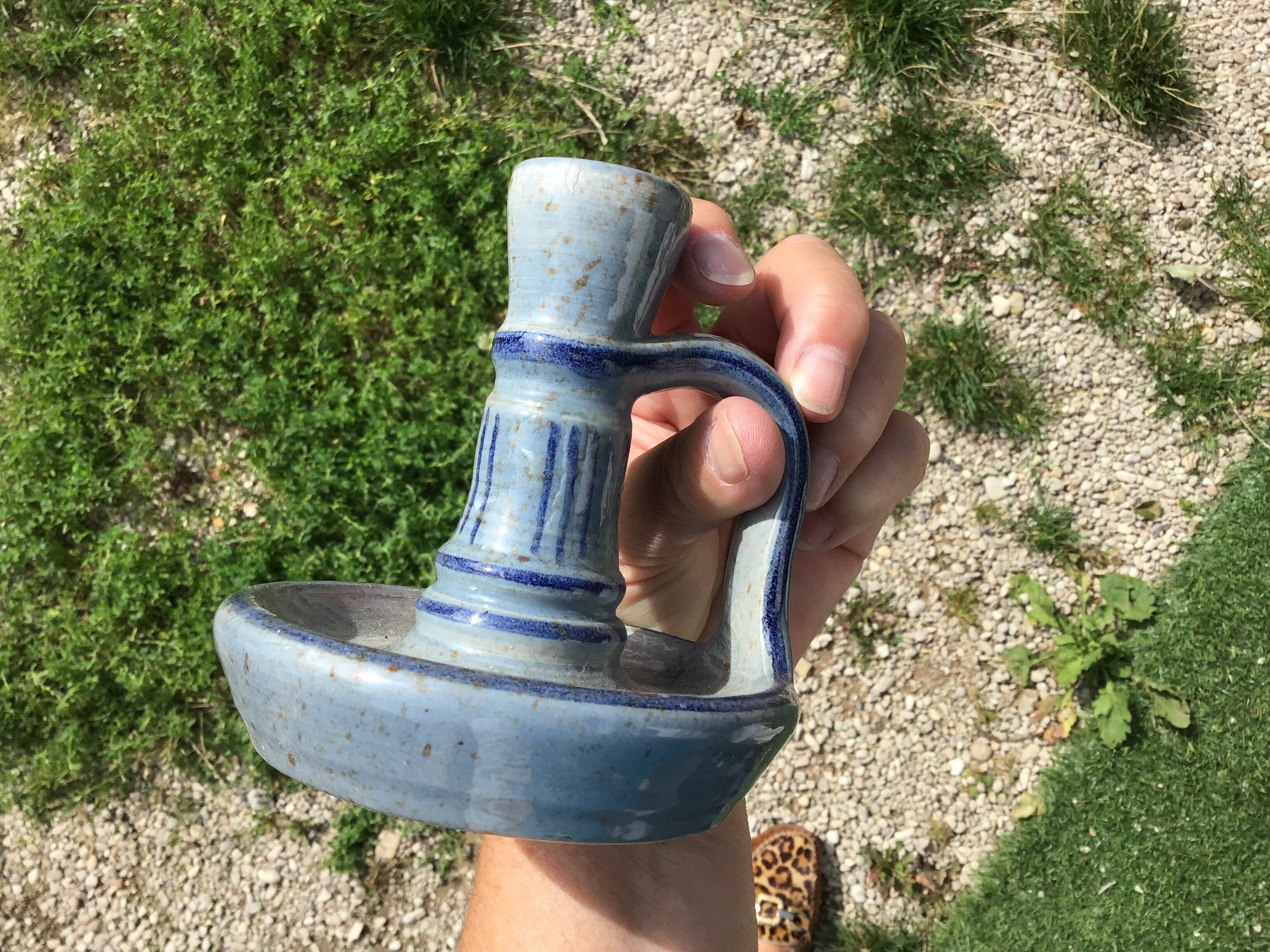 glazed ceramic hand candle holder