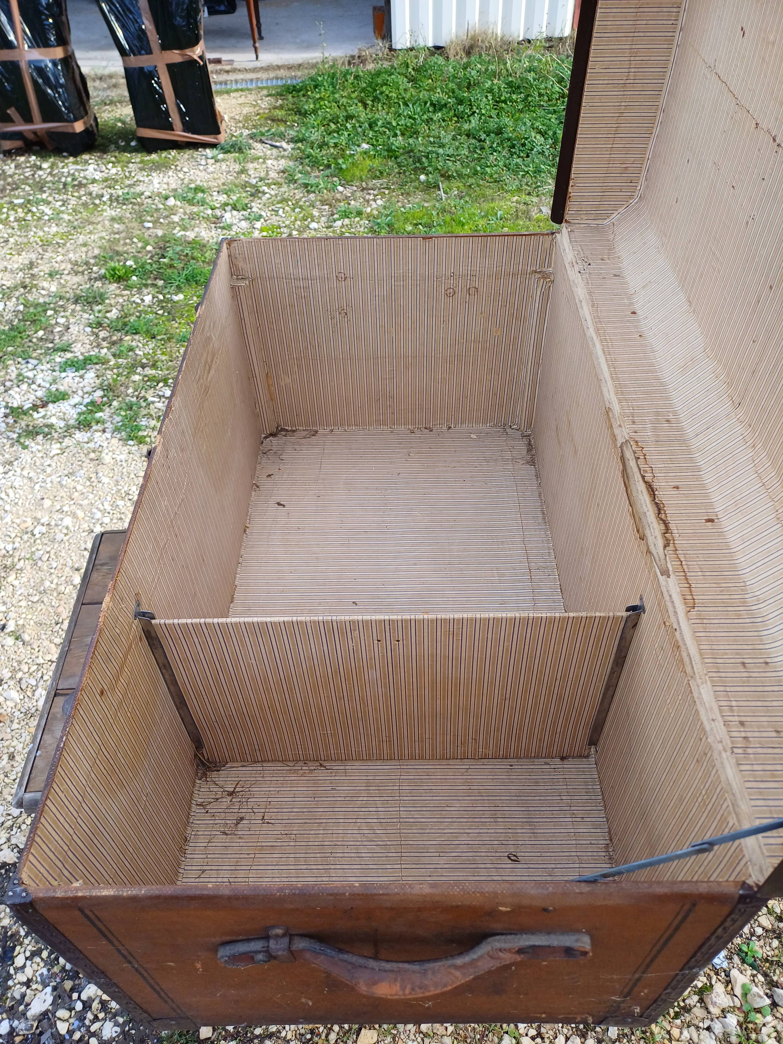 Old wooden travel trunk