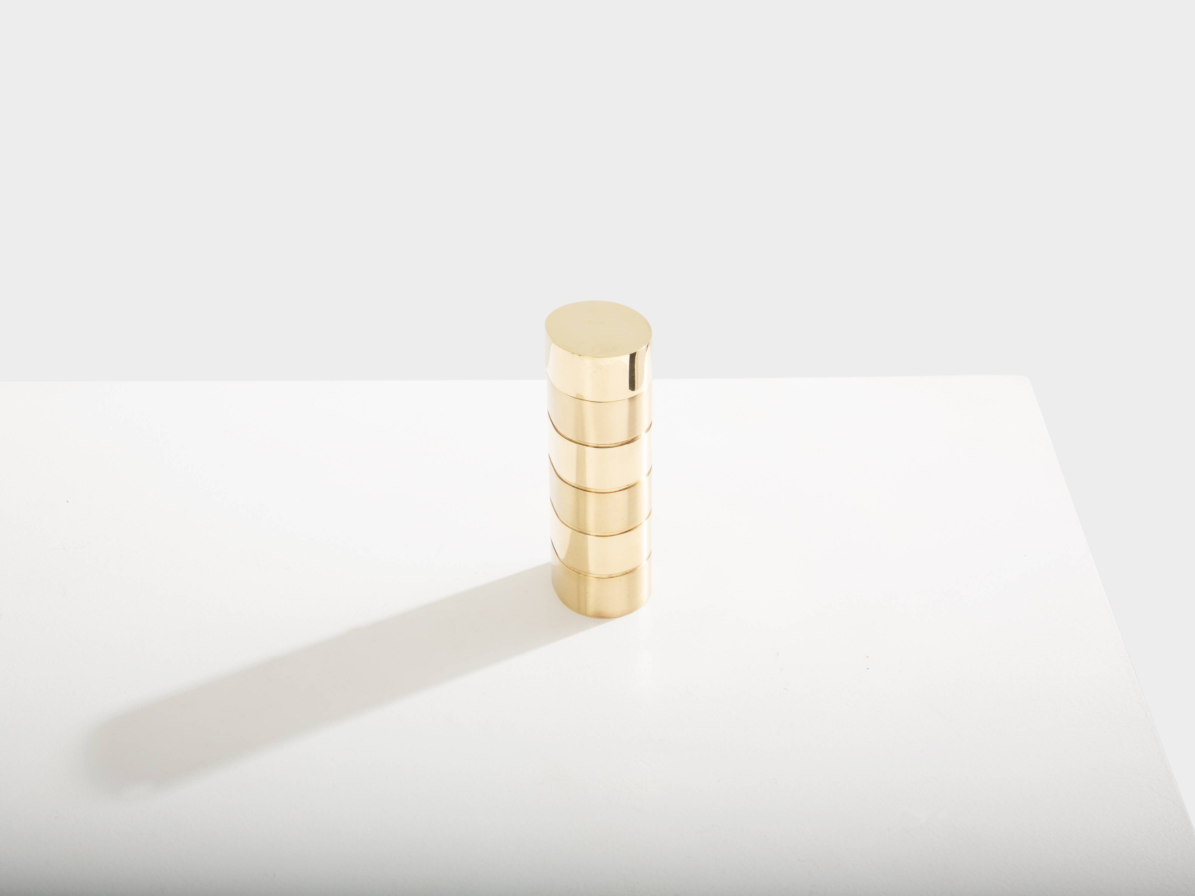 Gabriella Crespi small brushed and polished brass box signed circa 1970.