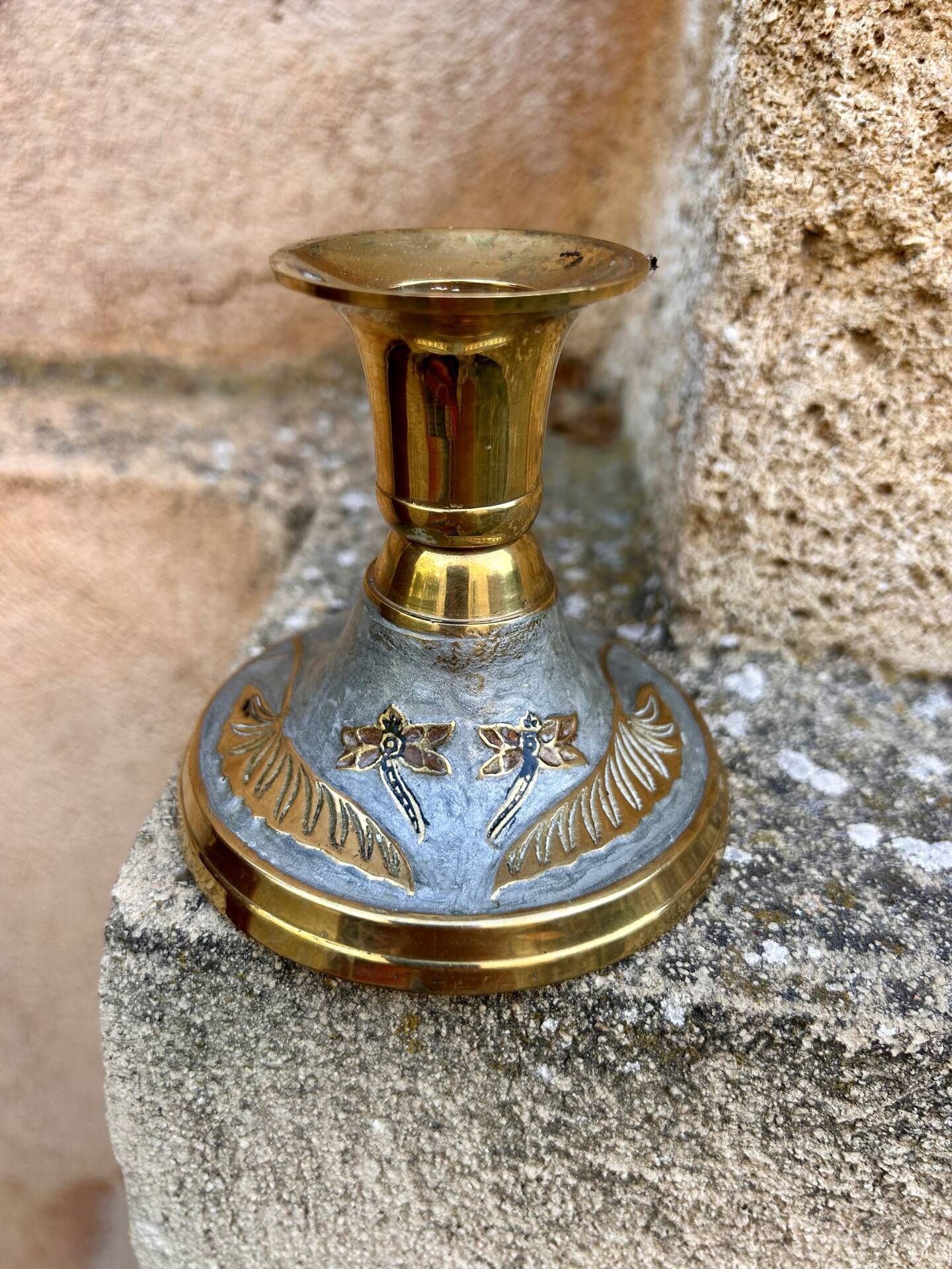 Golden brass candlestick