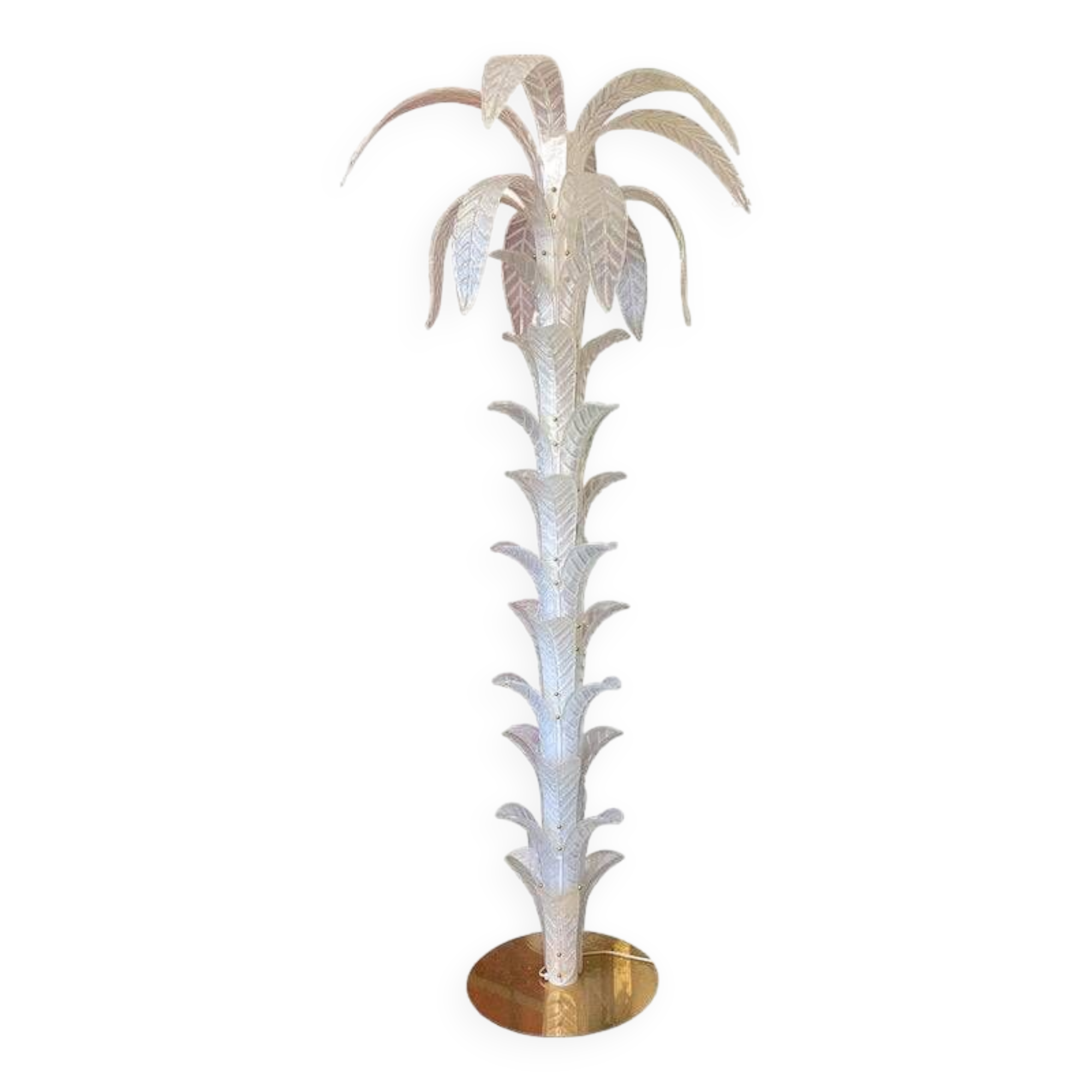 Vintage Opalino Palm Tree Murano Glass Floor Lamp in the Style of Napoleon Martinuzzi