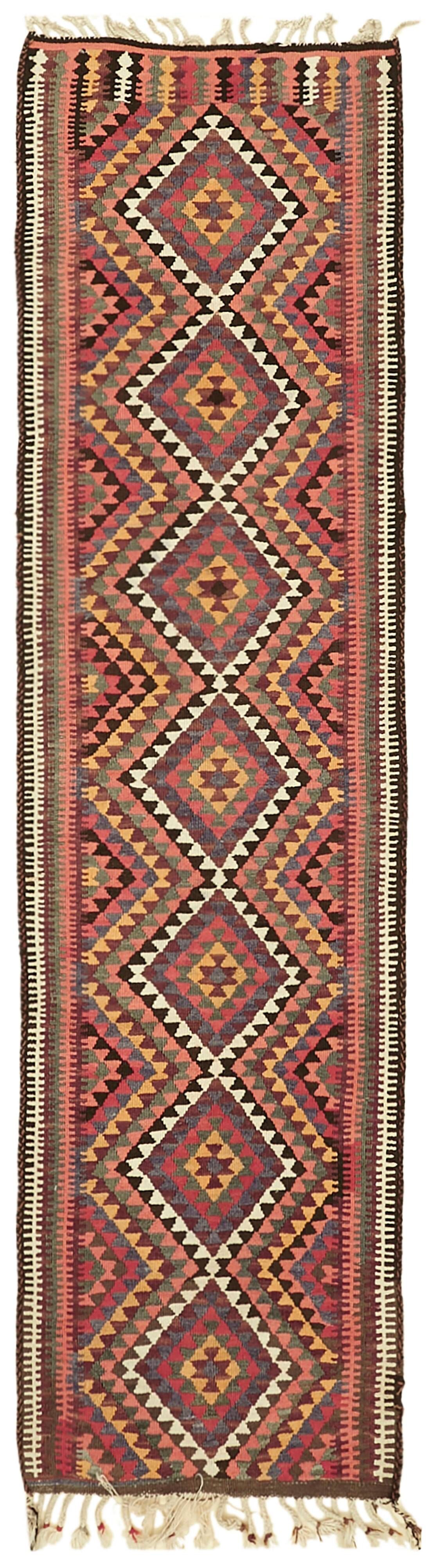 Turkish Handwoven Vintage Herki Kilim 92 cm x 316 cm