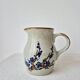 Petit pichet vintage en grès decor floral bleu de cobalt