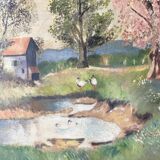Oil on canvas framed countryside landscape