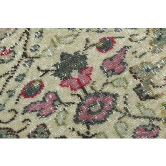 1970s Vintage Turkish Oushak Handmade Wool Cotton Cream Area Rug 165x206