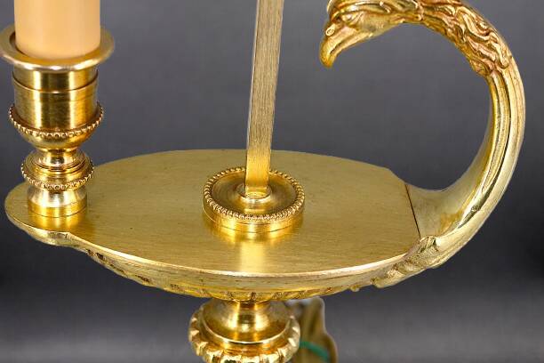 Bronze Gilt Bouillotte Lamp in Directoire Style "Lucien Gau"