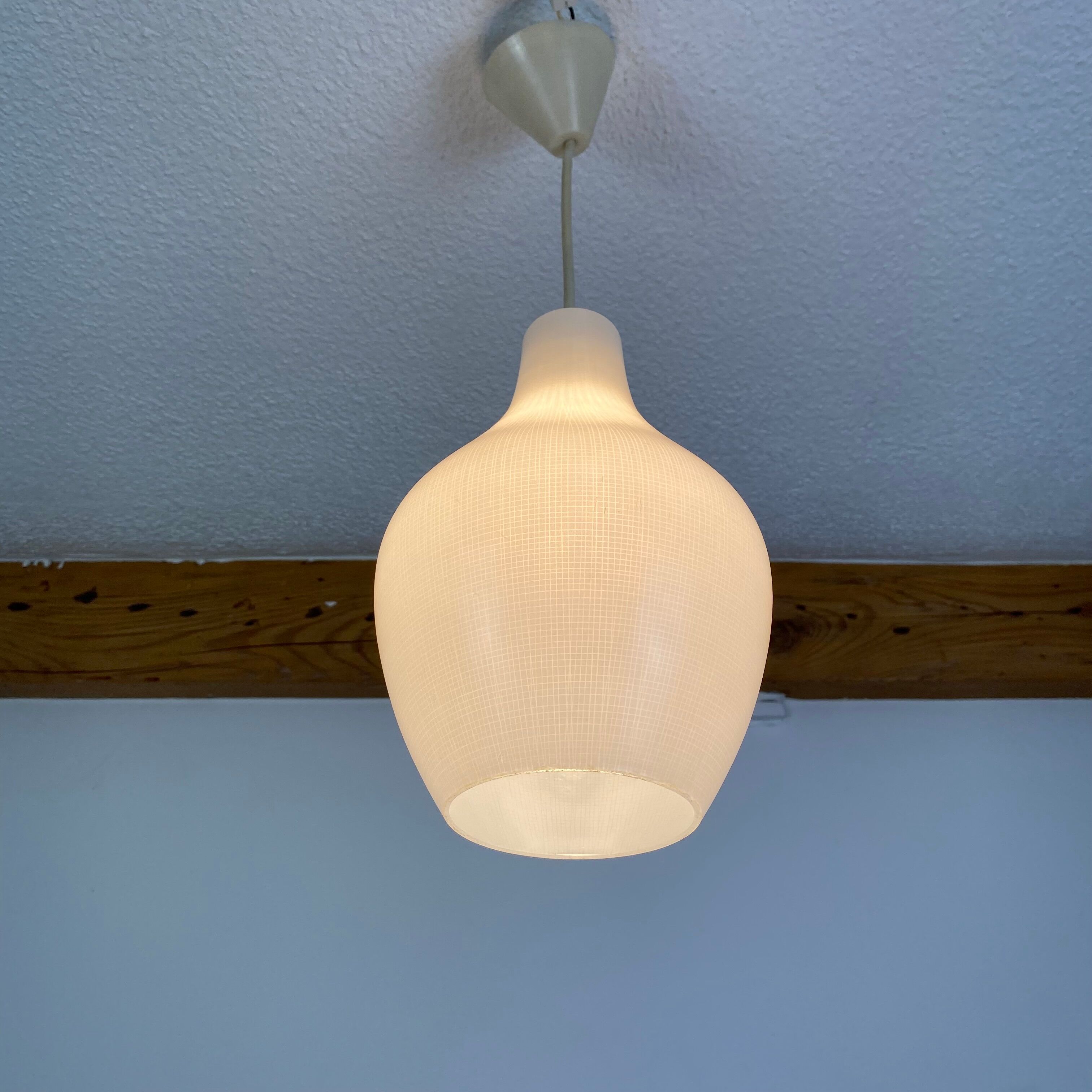 Scandinavian opaline pendant lamp drop 60s