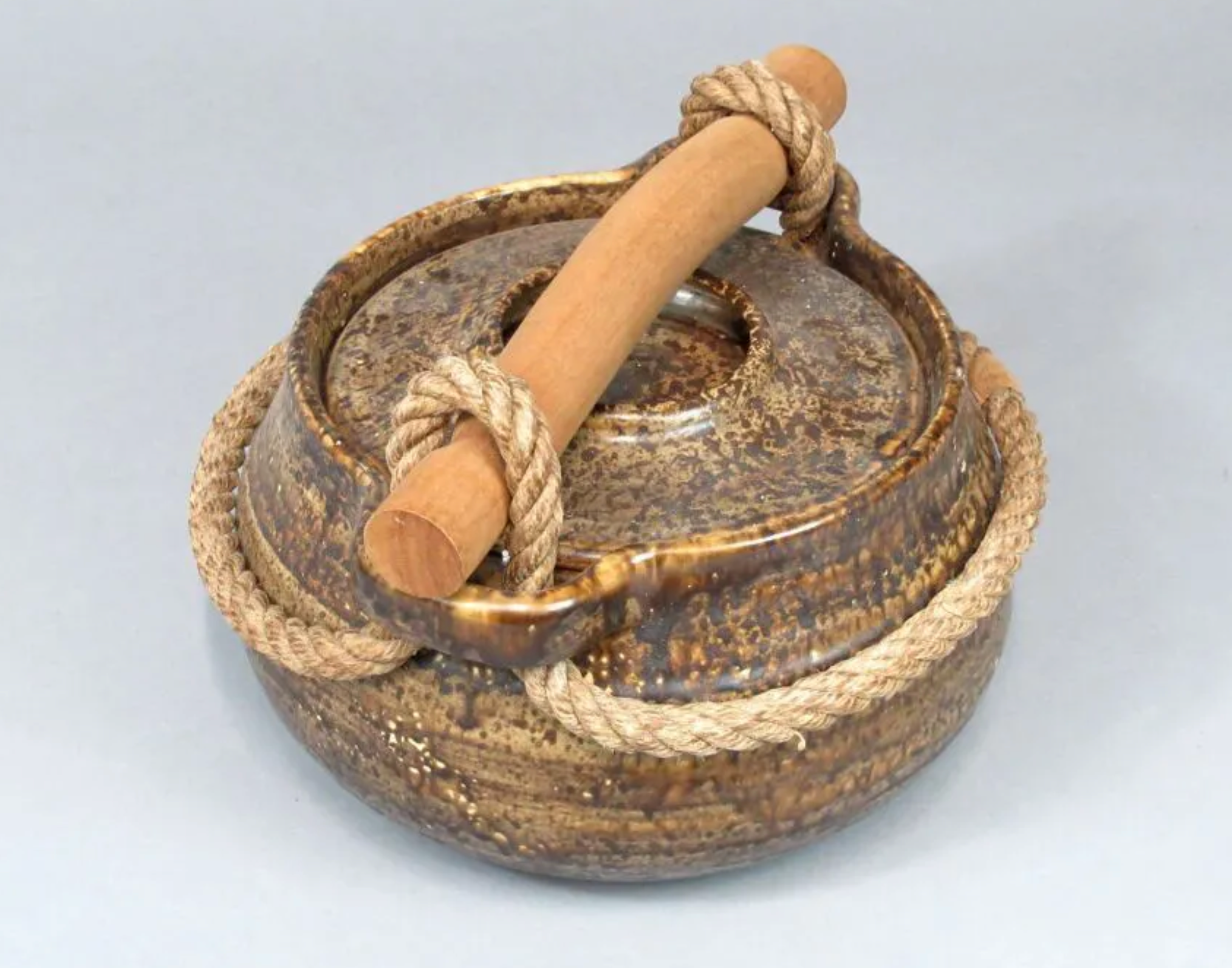 Ceramic set of soup tureen and plates Potier de l'Abbaye 1960 - 11 pieces