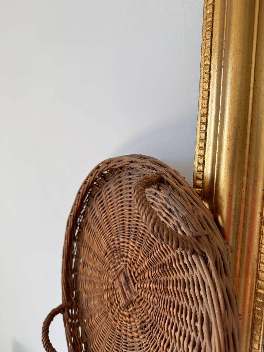 Plateau Rond En Osier Vintage Beige Taille Moyenne 30cm