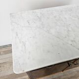 Mahogany burl dressing table with white marble top