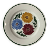 Chalons Digoin Sarreguemines plate with hand-painted floral decoration