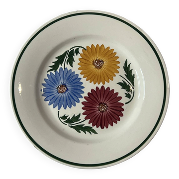 Assiette Chalons Digoin Sarreguemines décor floral peint à la main
