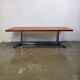 Table basse allongée en teck avec piètement en métal