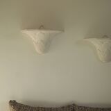 Pair of plaster wall sconces, palmette decoration, 20th century