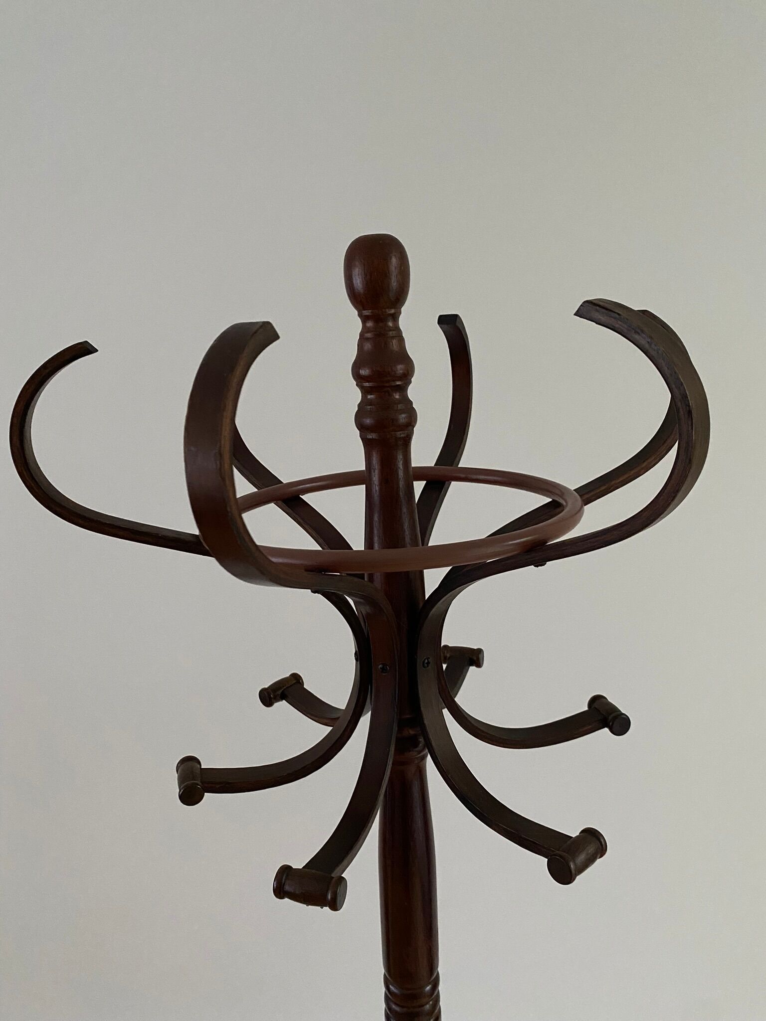 Vintage curved wooden parrot coat rack