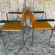 Pair of Vintage 1970s Chrome Metal Armchairs with Orange Fabric and Wood